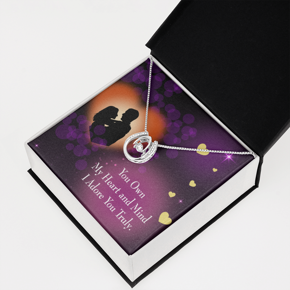 To My Girlfriend Adore You Lucky Horseshoe Necklace Message Card 14k w CZ Crystals-Express Your Love Gifts