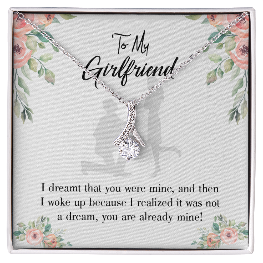 To My Girlfriend Already Mine Alluring Ribbon Necklace Message Card-Express Your Love Gifts