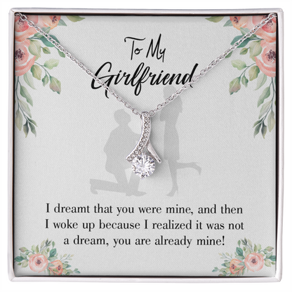 To My Girlfriend Already Mine Alluring Ribbon Necklace Message Card-Express Your Love Gifts