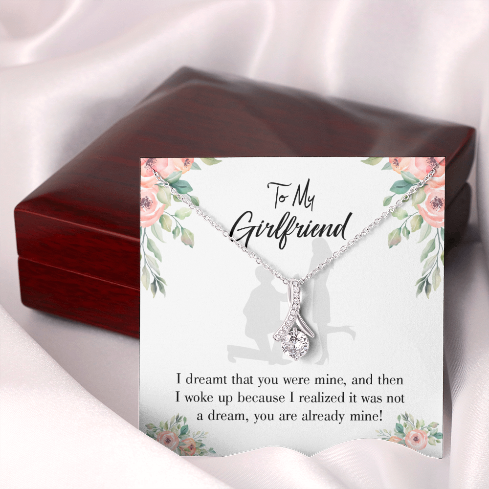 To My Girlfriend Already Mine Alluring Ribbon Necklace Message Card-Express Your Love Gifts