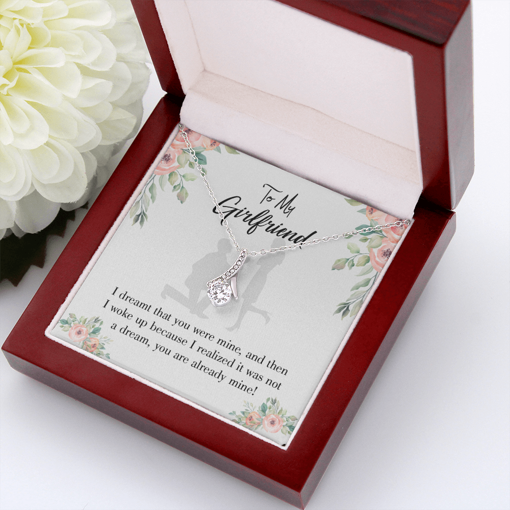 To My Girlfriend Already Mine Alluring Ribbon Necklace Message Card-Express Your Love Gifts