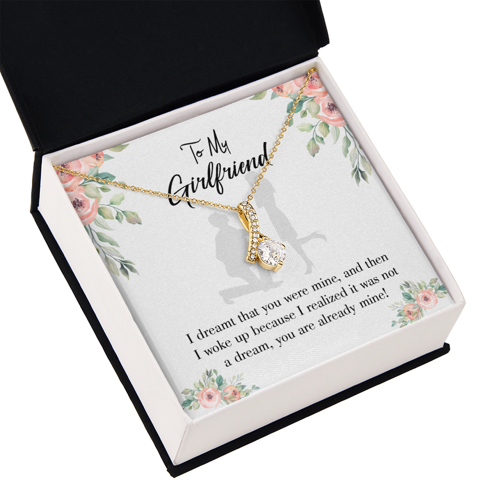 To My Girlfriend Already Mine Alluring Ribbon Necklace Message Card-Express Your Love Gifts