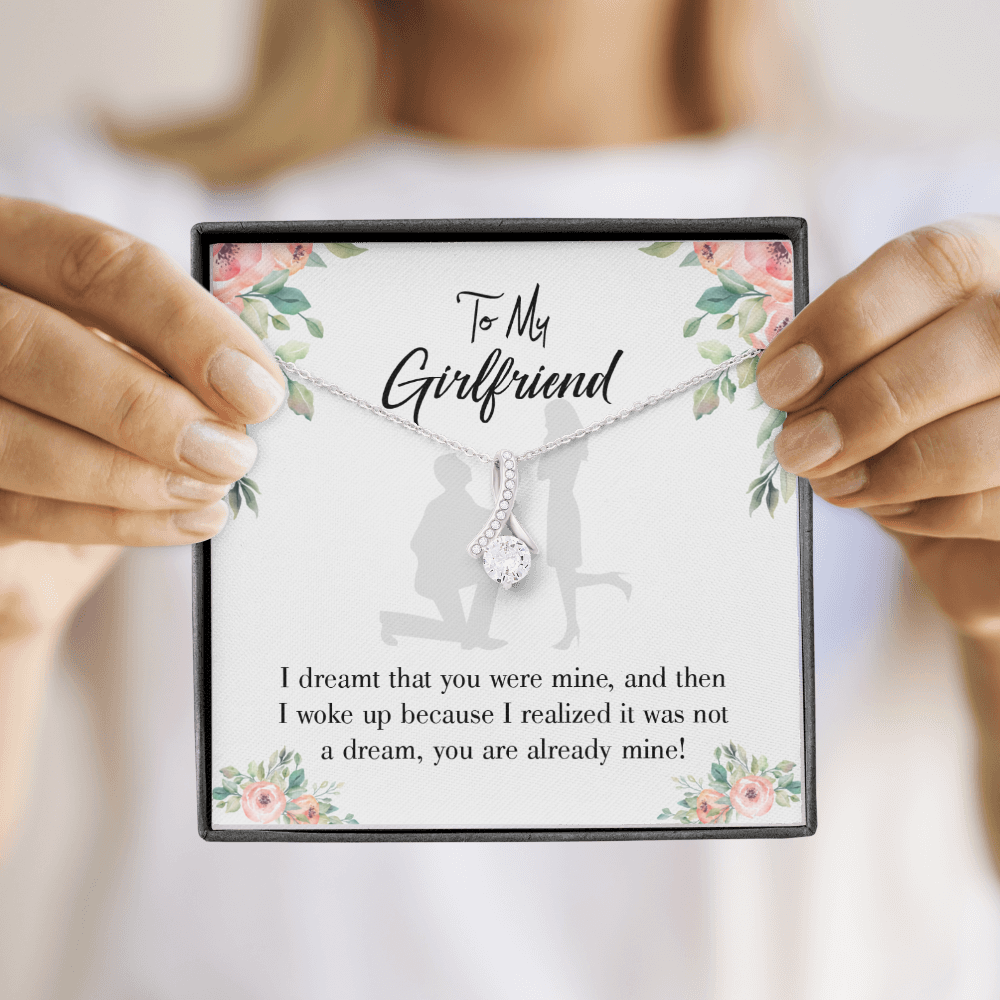 To My Girlfriend Already Mine Alluring Ribbon Necklace Message Card-Express Your Love Gifts