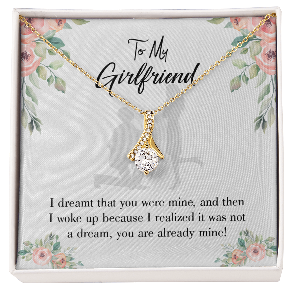 To My Girlfriend Already Mine Alluring Ribbon Necklace Message Card-Express Your Love Gifts
