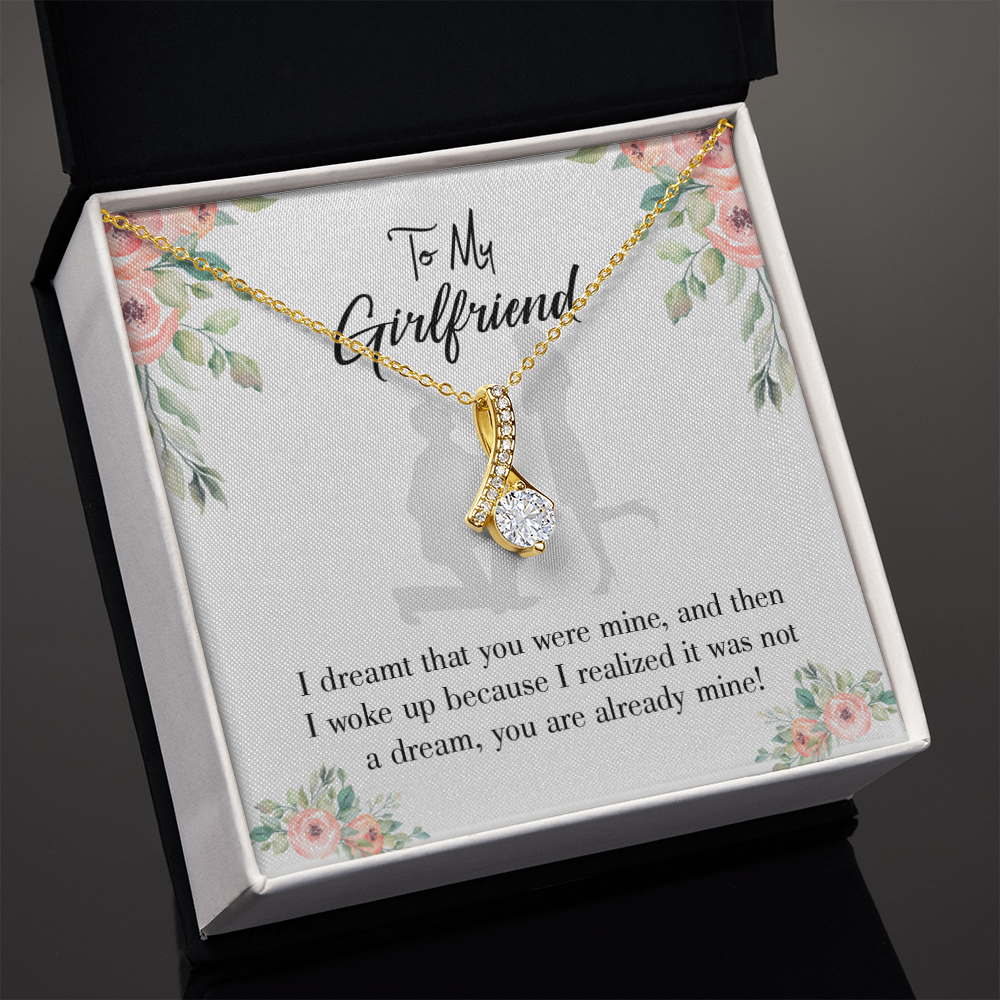 To My Girlfriend Already Mine Alluring Ribbon Necklace Message Card-Express Your Love Gifts