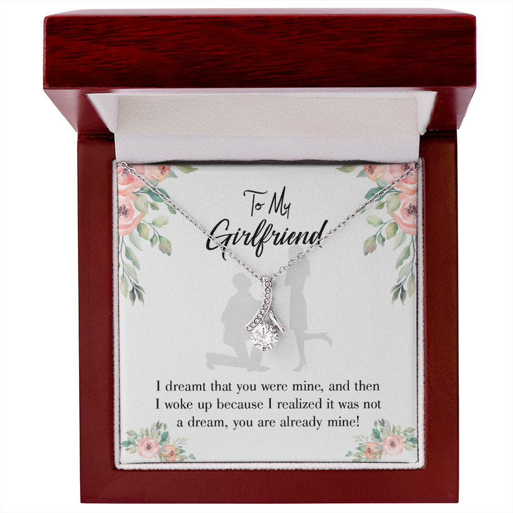 To My Girlfriend Already Mine Alluring Ribbon Necklace Message Card-Express Your Love Gifts