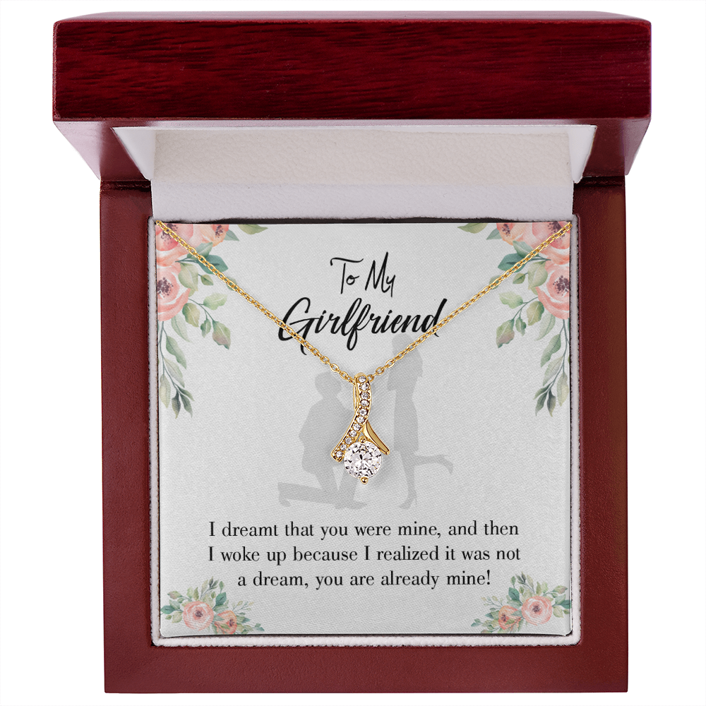 To My Girlfriend Already Mine Alluring Ribbon Necklace Message Card-Express Your Love Gifts