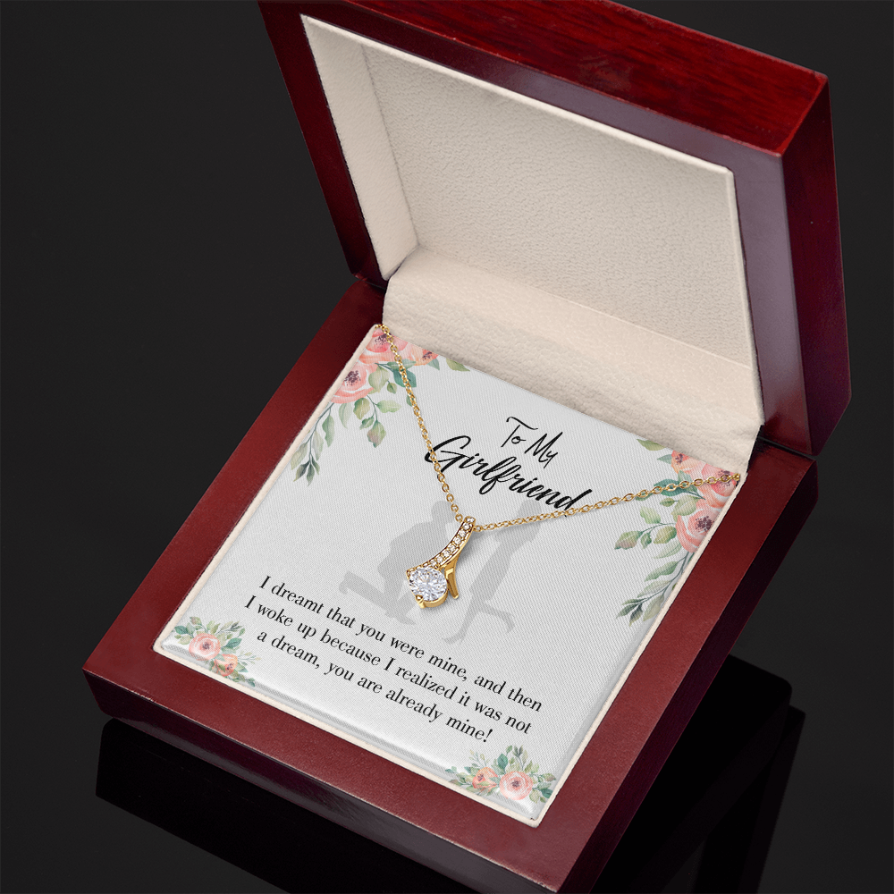 To My Girlfriend Already Mine Alluring Ribbon Necklace Message Card-Express Your Love Gifts