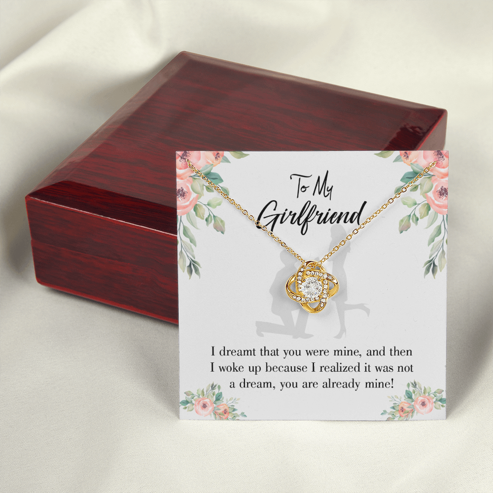 To My Girlfriend Already Mine Infinity Knot Necklace Message Card-Express Your Love Gifts