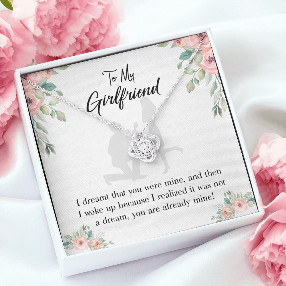 To My Girlfriend Already Mine Infinity Knot Necklace Message Card-Express Your Love Gifts