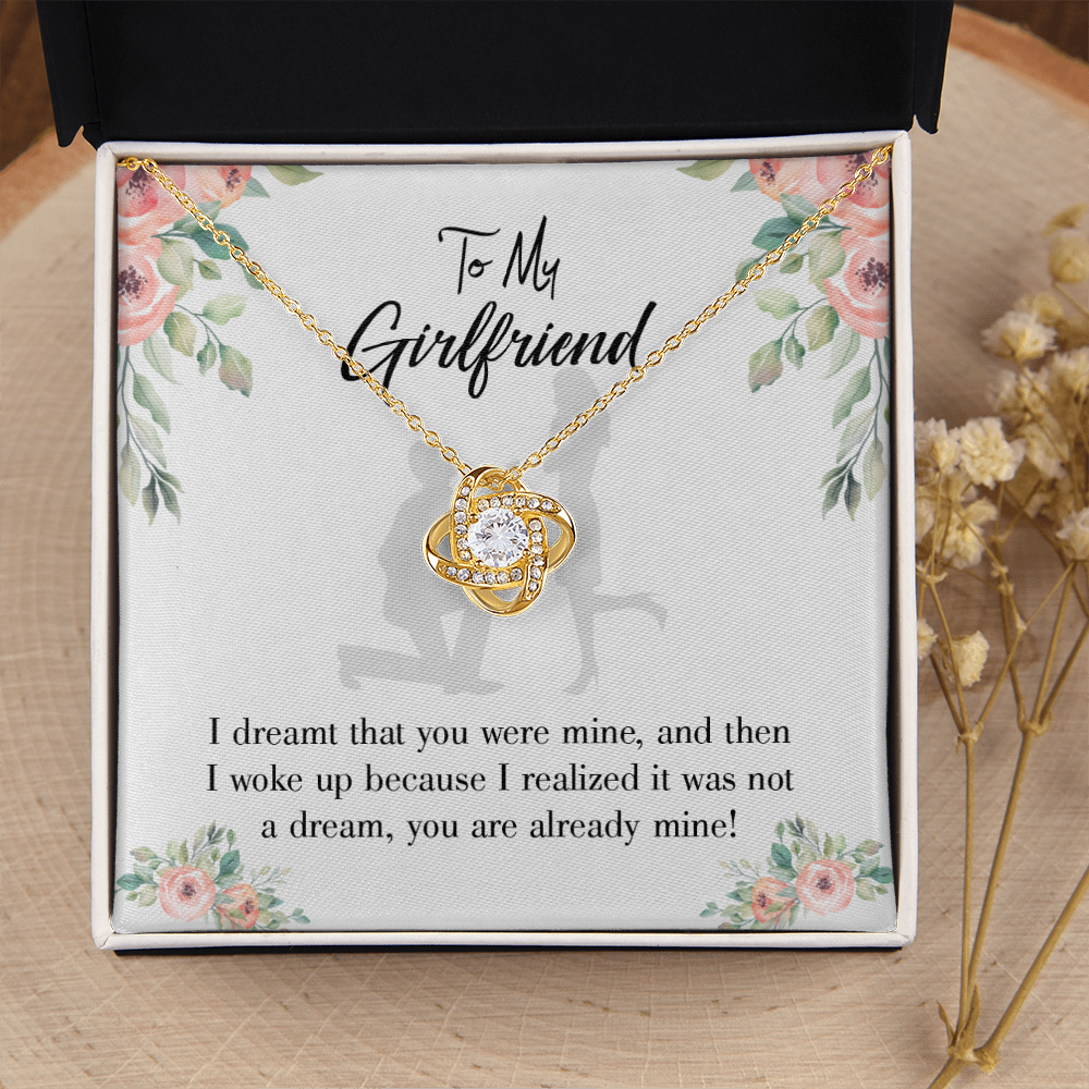 To My Girlfriend Already Mine Infinity Knot Necklace Message Card-Express Your Love Gifts