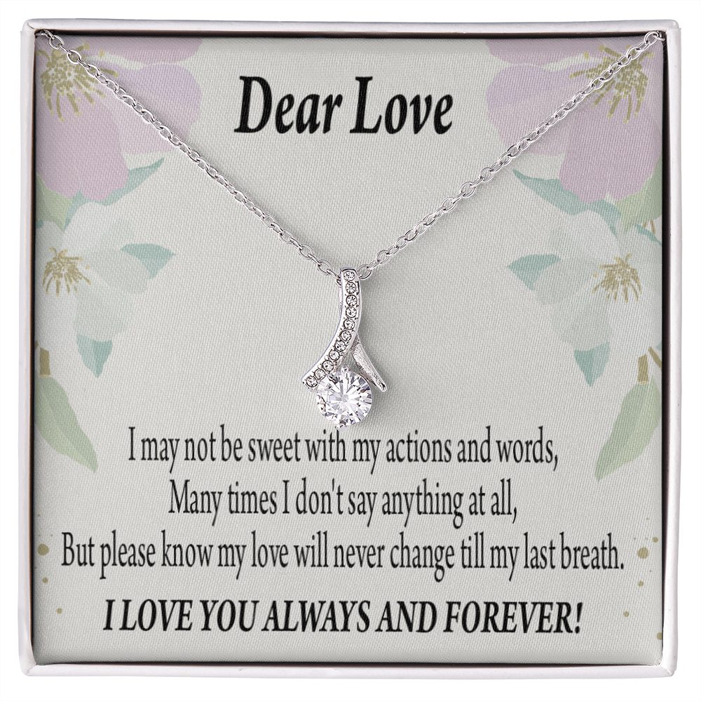 To My Girlfriend Always and Forever Alluring Ribbon Necklace Message Card-Express Your Love Gifts