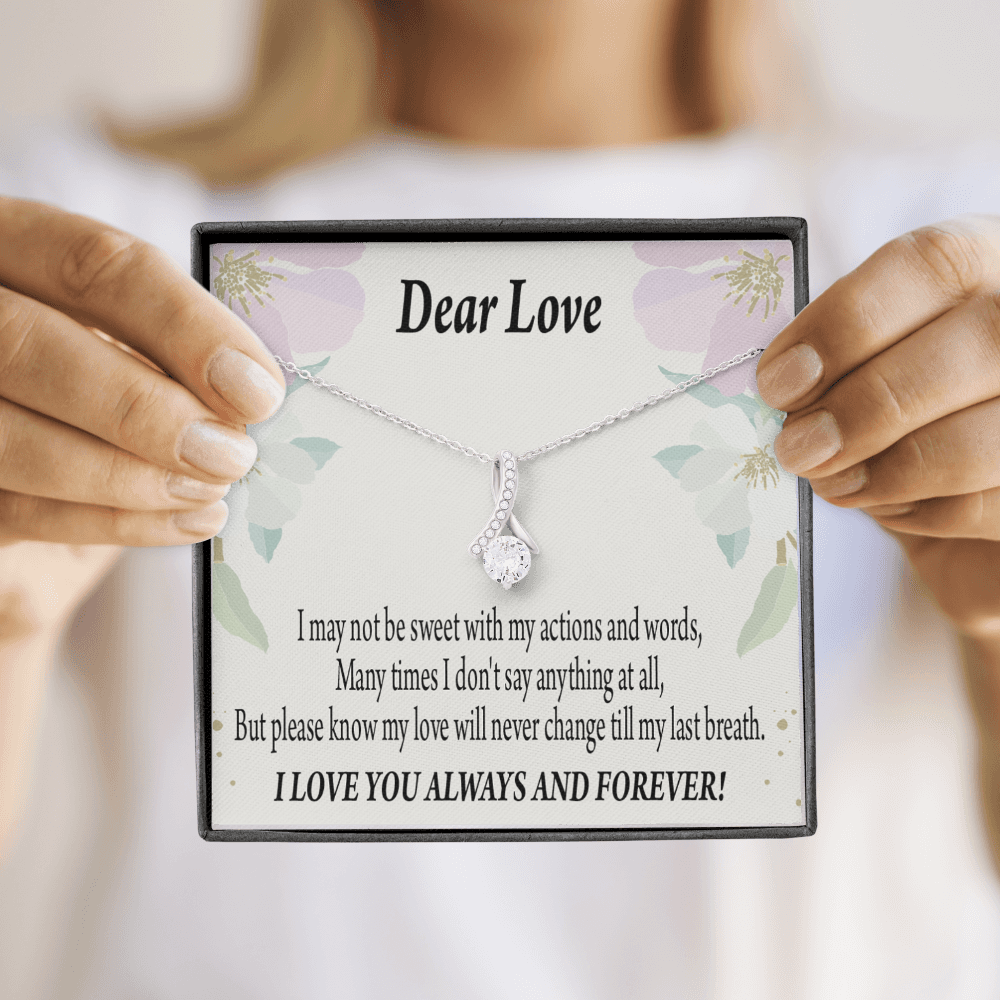 To My Girlfriend Always and Forever Alluring Ribbon Necklace Message Card-Express Your Love Gifts