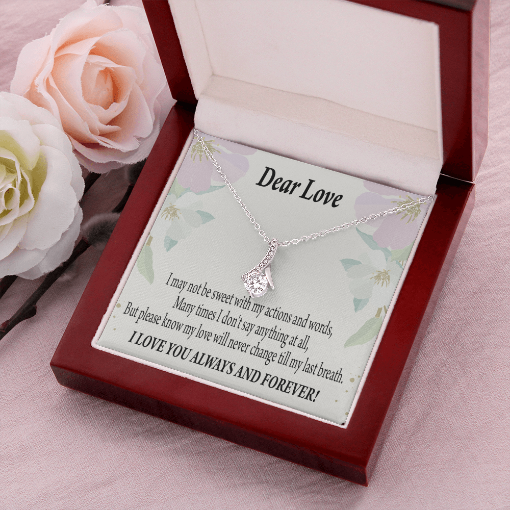To My Girlfriend Always and Forever Alluring Ribbon Necklace Message Card-Express Your Love Gifts