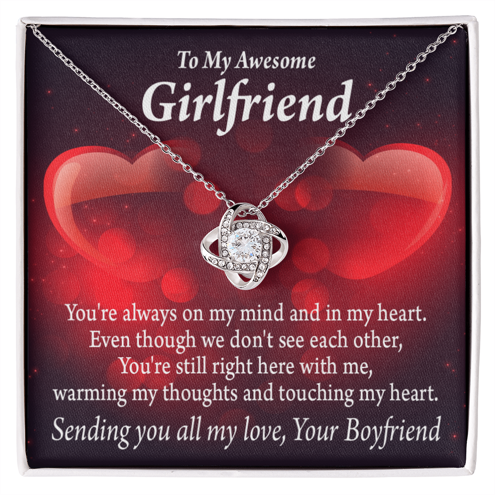 To My Girlfriend Always Warm My Thoughts Infinity Knot Necklace Message Card-Express Your Love Gifts
