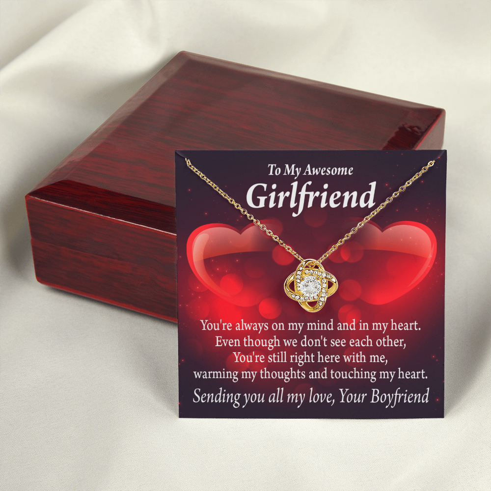 To My Girlfriend Always Warm My Thoughts Infinity Knot Necklace Message Card-Express Your Love Gifts