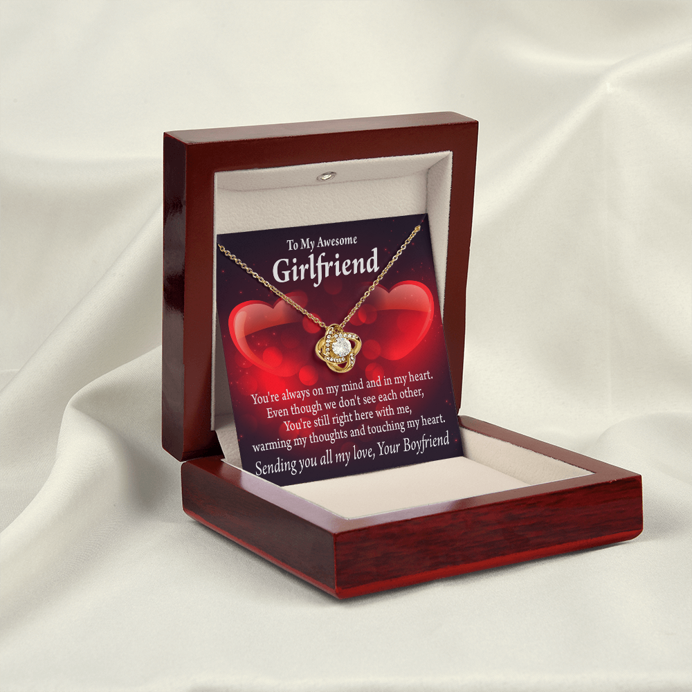 To My Girlfriend Always Warm My Thoughts Infinity Knot Necklace Message Card-Express Your Love Gifts
