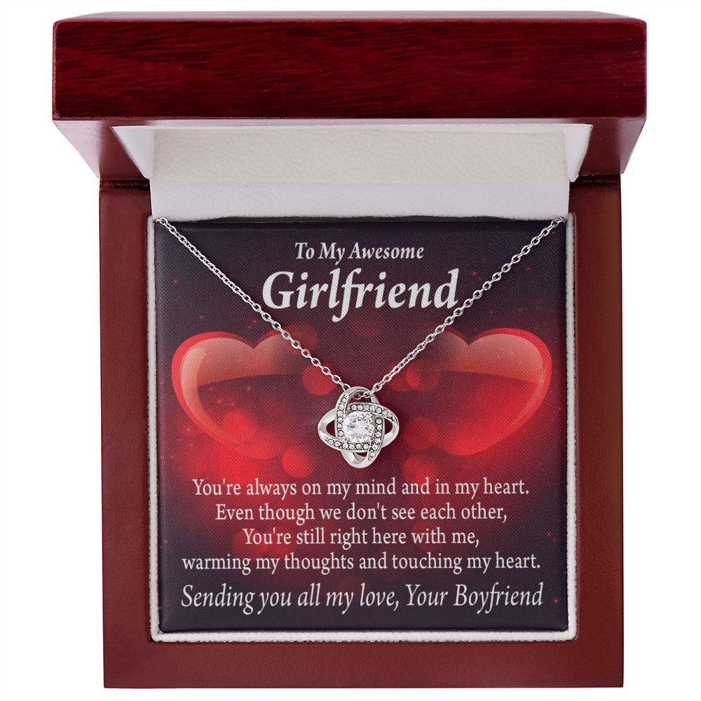 To My Girlfriend Always Warm My Thoughts Infinity Knot Necklace Message Card-Express Your Love Gifts