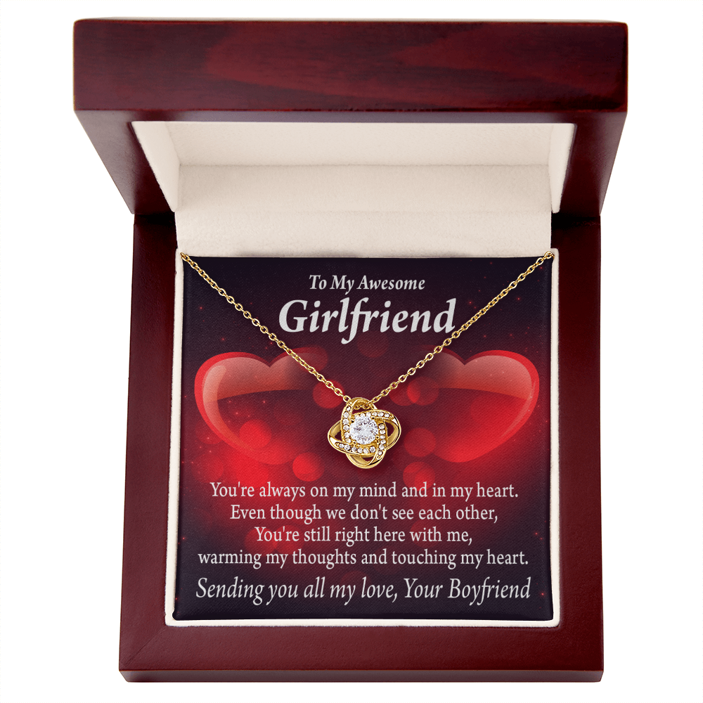 To My Girlfriend Always Warm My Thoughts Infinity Knot Necklace Message Card-Express Your Love Gifts