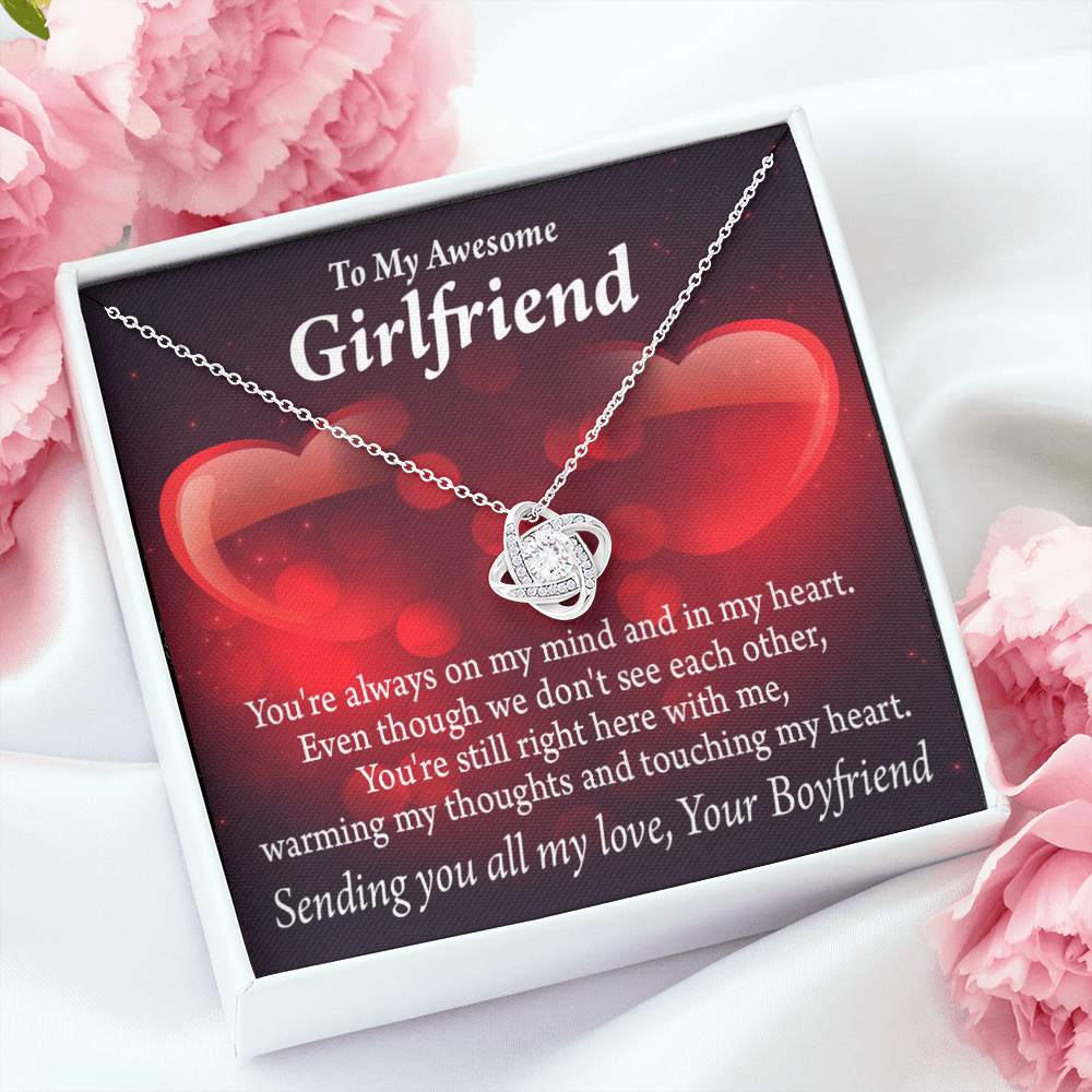 To My Girlfriend Always Warm My Thoughts Infinity Knot Necklace Message Card-Express Your Love Gifts