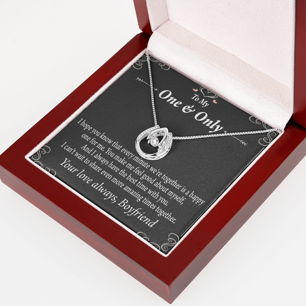 To My Girlfriend Amazing Times Lucky Horseshoe Necklace Message Card 14k w CZ Crystals-Express Your Love Gifts
