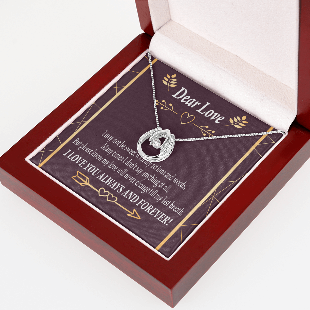 To My Girlfriend Apology Lucky Horseshoe Necklace Message Card 14k w CZ Crystals-Express Your Love Gifts