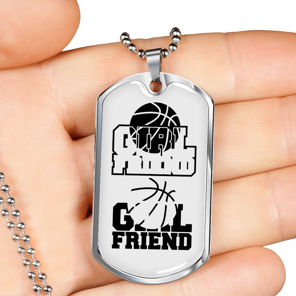 To My Girlfriend Basketball Girlfriend TranspArent Black Necklace Stainless Steel or 18k Gold Dog Tag 24" Chain-Express Your Love Gifts