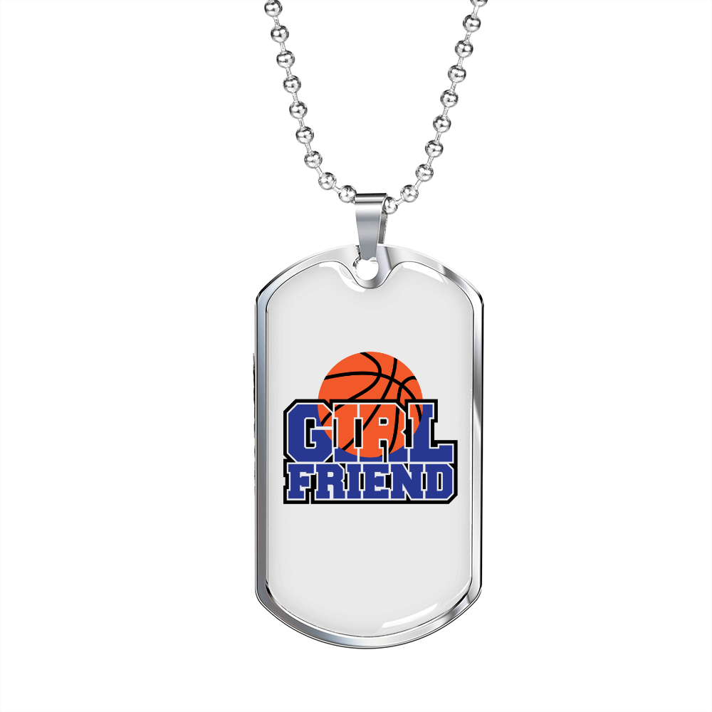 To My Girlfriend Basketball Girlfriend White Necklace Stainless Steel or 18k Gold Dog Tag 24" Chain-Express Your Love Gifts
