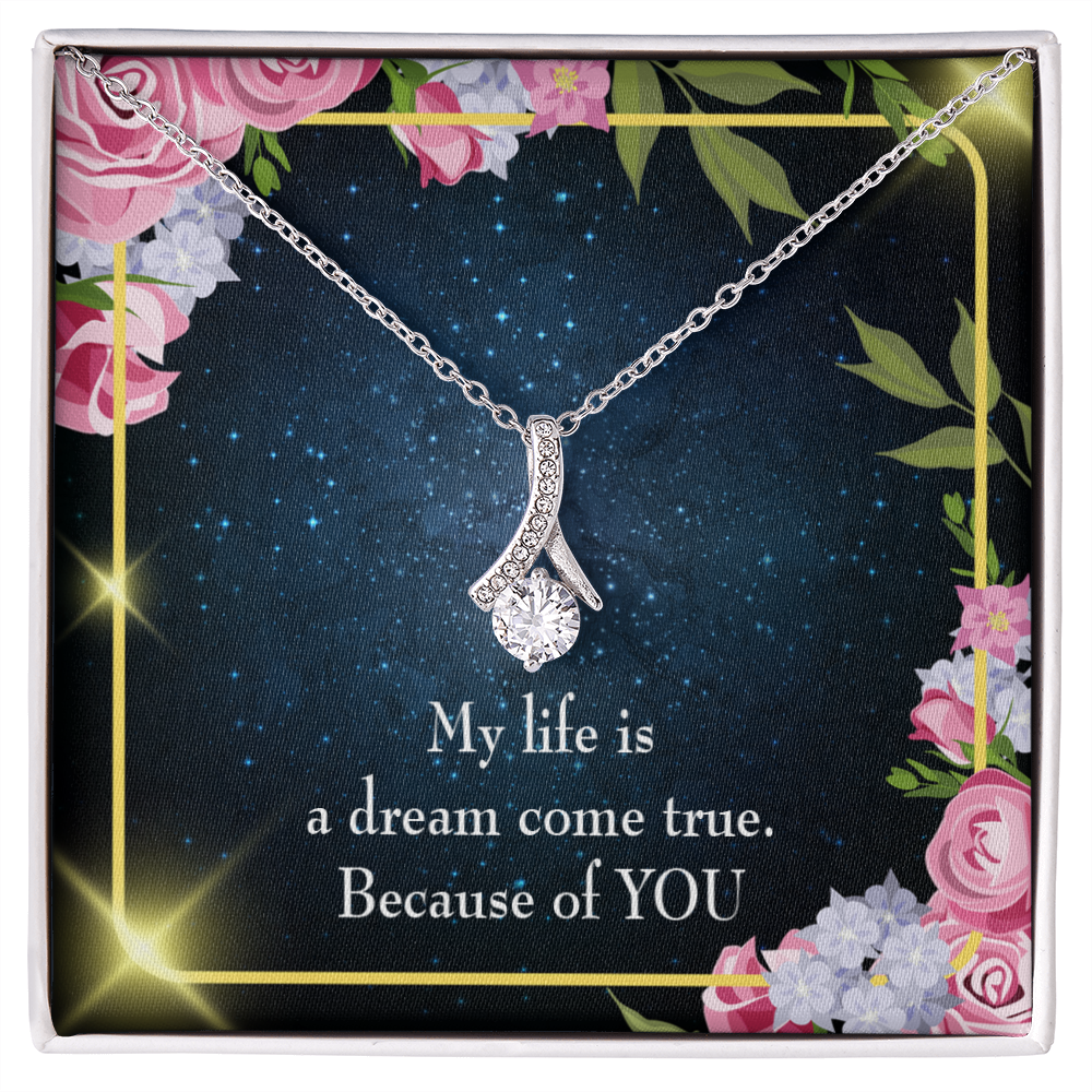 To My Girlfriend Because of YOU Alluring Ribbon Necklace Message Card-Express Your Love Gifts