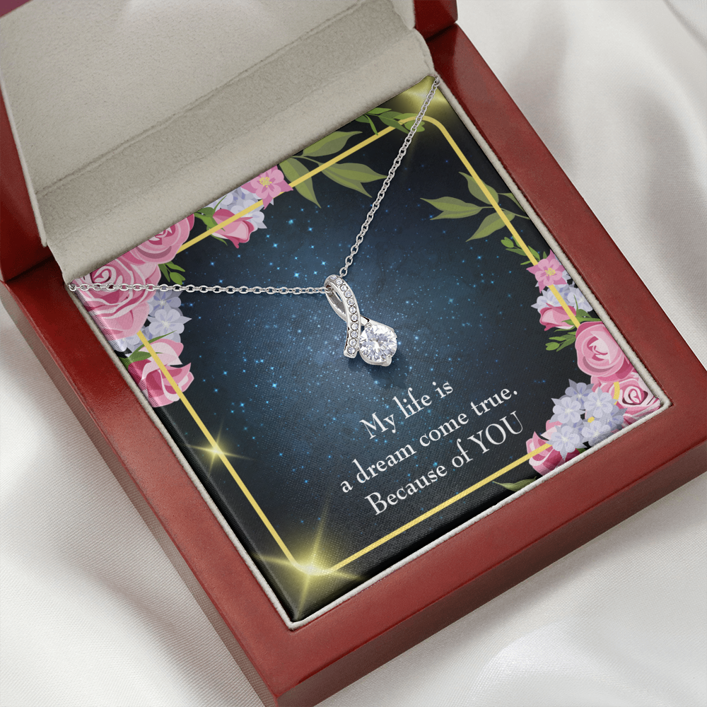 To My Girlfriend Because of YOU Alluring Ribbon Necklace Message Card-Express Your Love Gifts