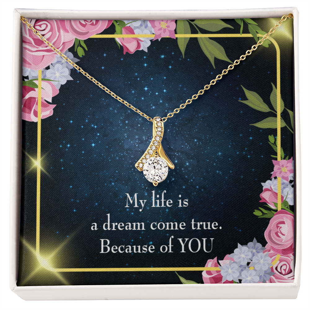 To My Girlfriend Because of YOU Alluring Ribbon Necklace Message Card-Express Your Love Gifts
