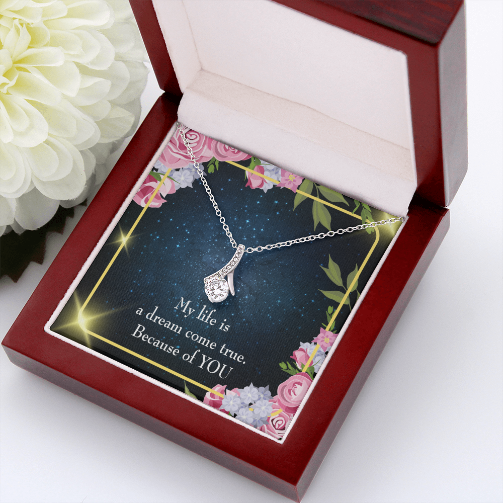 To My Girlfriend Because of YOU Alluring Ribbon Necklace Message Card-Express Your Love Gifts