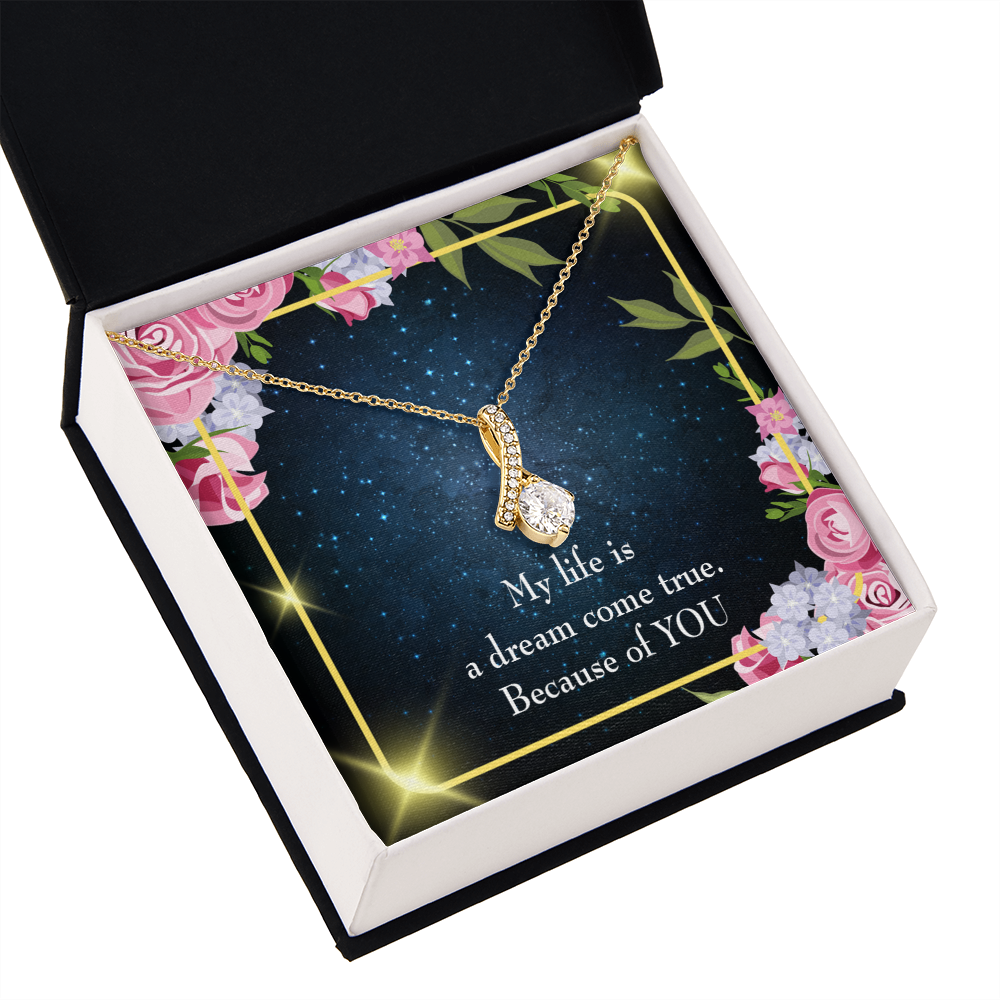 To My Girlfriend Because of YOU Alluring Ribbon Necklace Message Card-Express Your Love Gifts