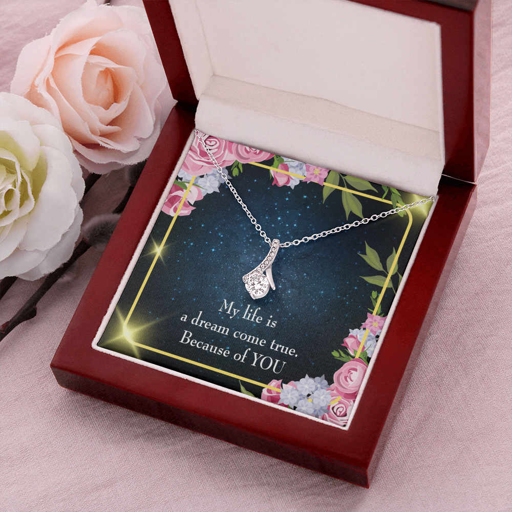 To My Girlfriend Because of YOU Alluring Ribbon Necklace Message Card-Express Your Love Gifts