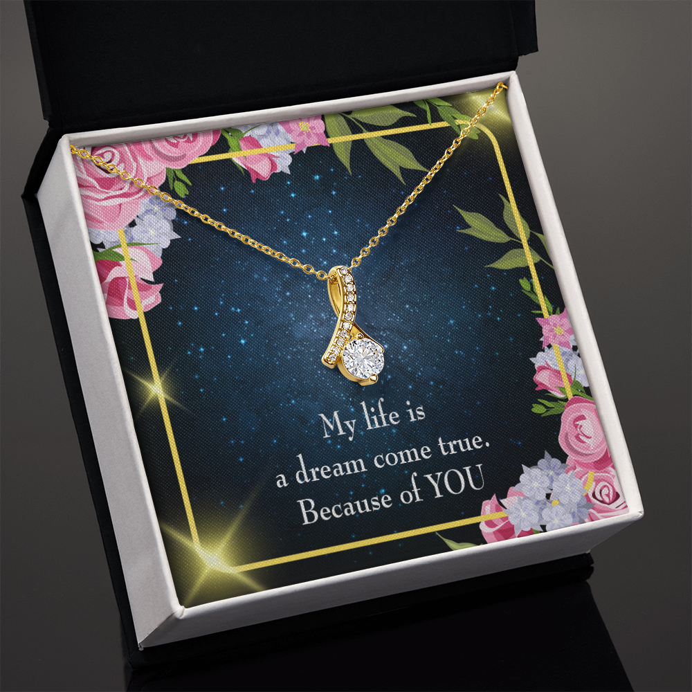 To My Girlfriend Because of YOU Alluring Ribbon Necklace Message Card-Express Your Love Gifts