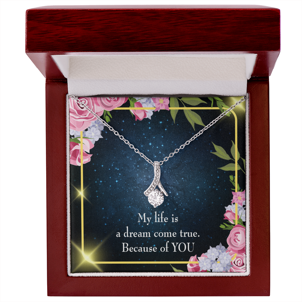 To My Girlfriend Because of YOU Alluring Ribbon Necklace Message Card-Express Your Love Gifts