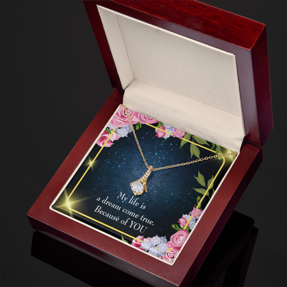 To My Girlfriend Because of YOU Alluring Ribbon Necklace Message Card-Express Your Love Gifts