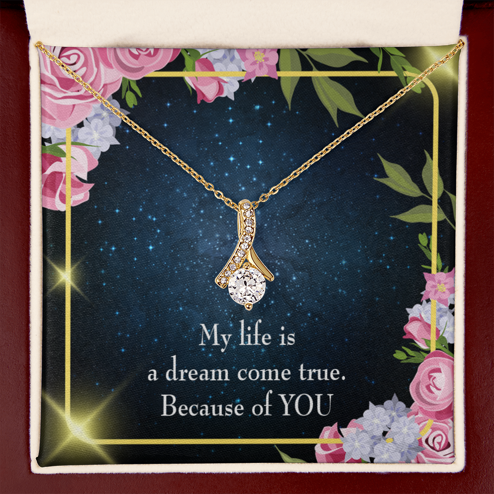 To My Girlfriend Because of YOU Alluring Ribbon Necklace Message Card-Express Your Love Gifts