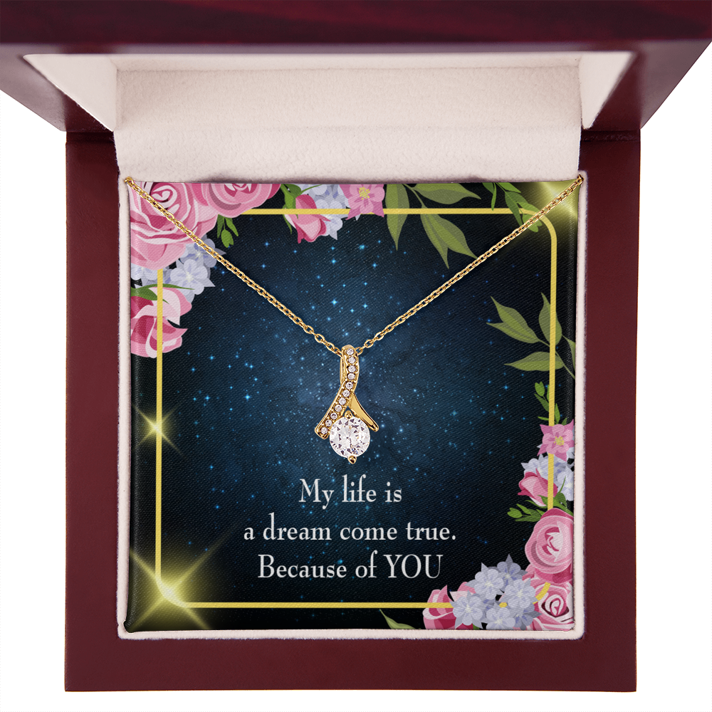To My Girlfriend Because of YOU Alluring Ribbon Necklace Message Card-Express Your Love Gifts