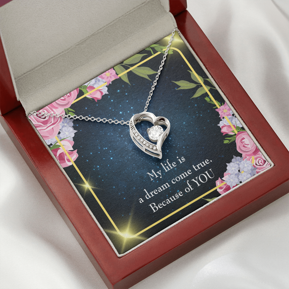 To My Girlfriend Because of YOU Forever Necklace w Message Card-Express Your Love Gifts
