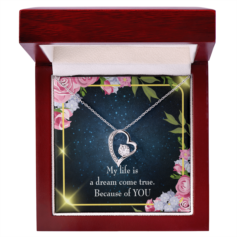 To My Girlfriend Because of YOU Forever Necklace w Message Card-Express Your Love Gifts