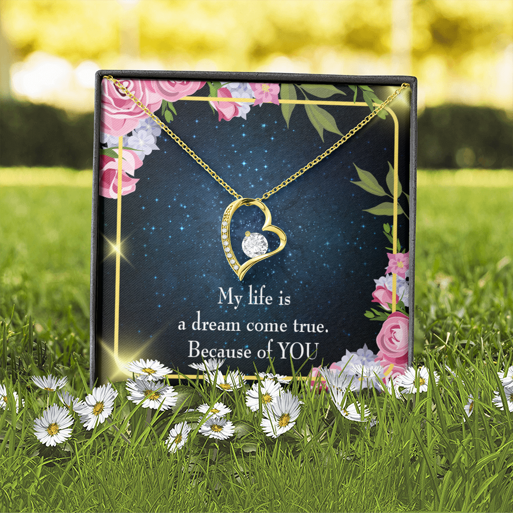 To My Girlfriend Because of YOU Forever Necklace w Message Card-Express Your Love Gifts