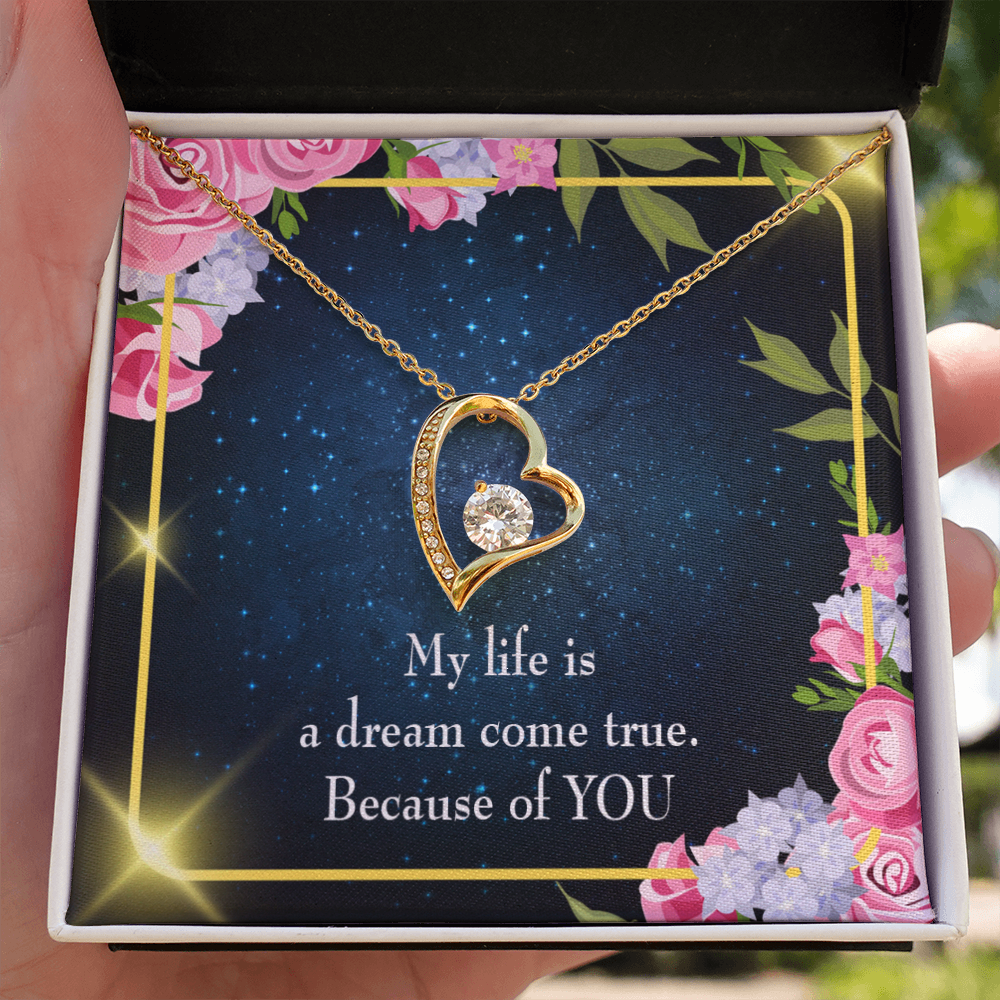 To My Girlfriend Because of YOU Forever Necklace w Message Card-Express Your Love Gifts