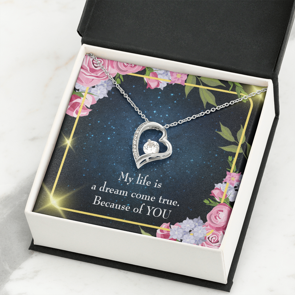 To My Girlfriend Because of YOU Forever Necklace w Message Card-Express Your Love Gifts