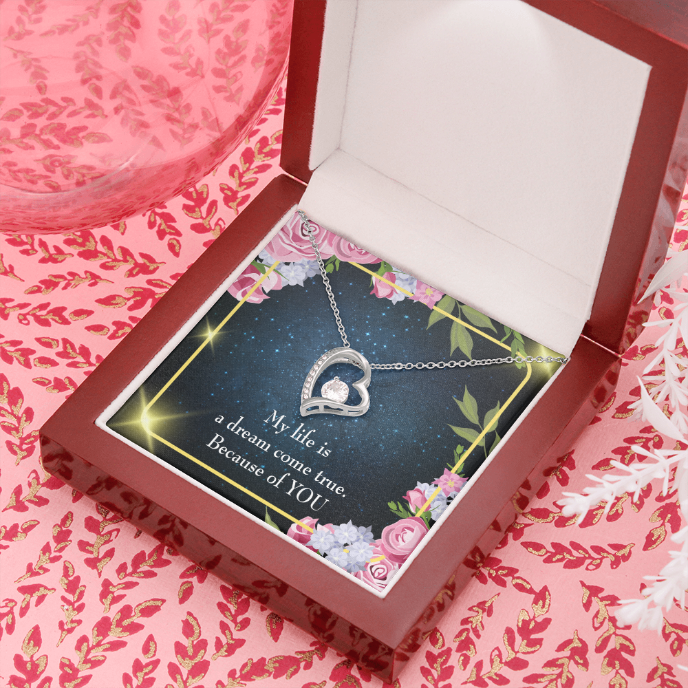 To My Girlfriend Because of YOU Forever Necklace w Message Card-Express Your Love Gifts