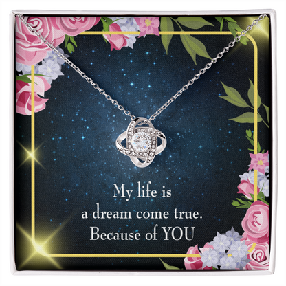 To My Girlfriend Because of YOU Infinity Knot Necklace Message Card-Express Your Love Gifts