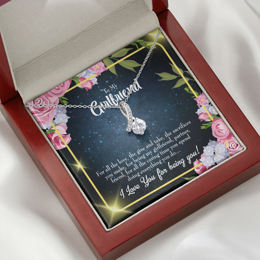 To My Girlfriend Being You Alluring Ribbon Necklace Message Card-Express Your Love Gifts