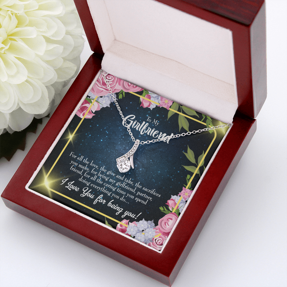 To My Girlfriend Being You Alluring Ribbon Necklace Message Card-Express Your Love Gifts