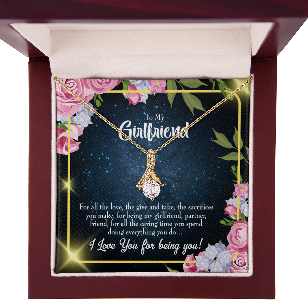 To My Girlfriend Being You Alluring Ribbon Necklace Message Card-Express Your Love Gifts