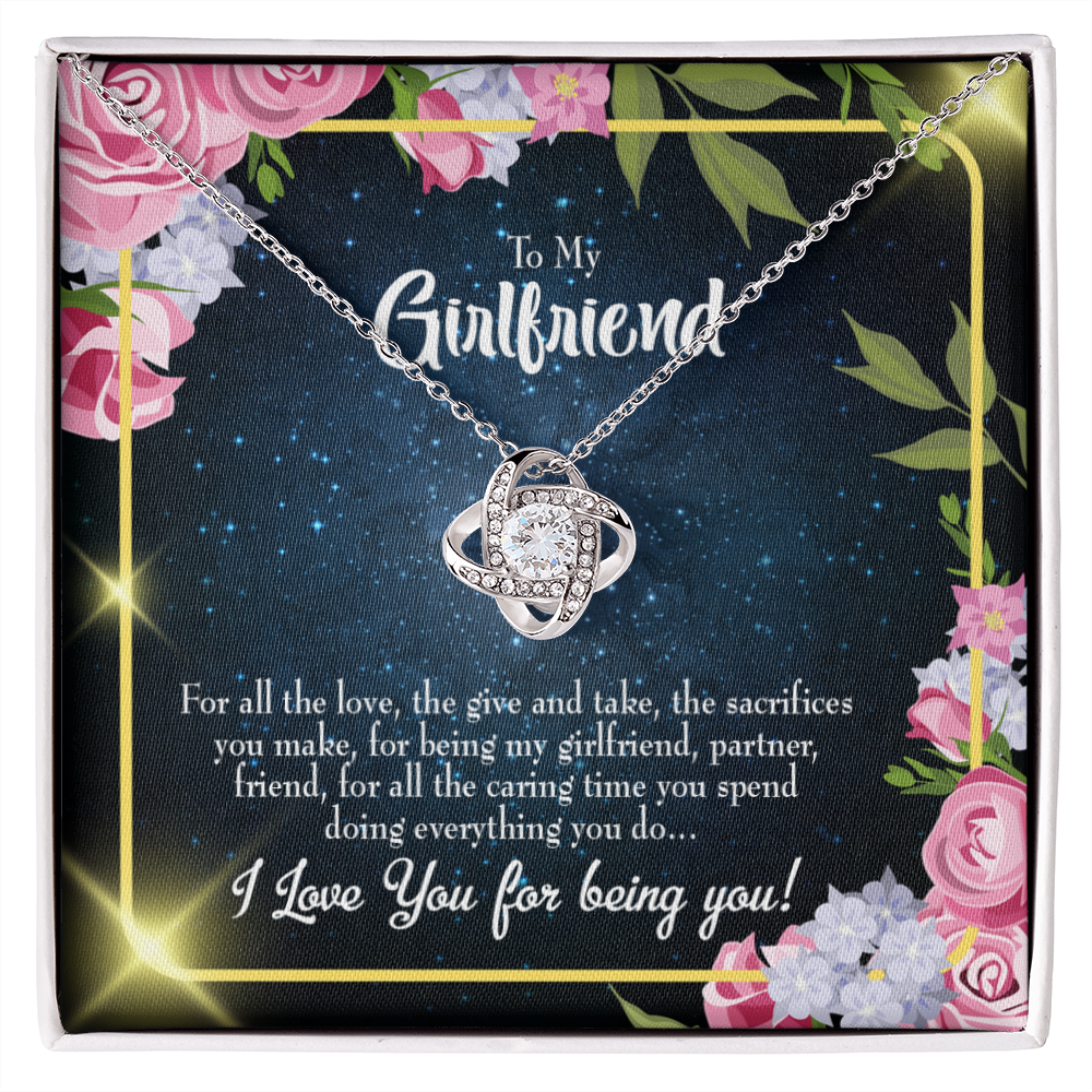 To My Girlfriend Being You Infinity Knot Necklace Message Card-Express Your Love Gifts